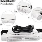 Bladeless USB Car Fan 3-Speed Quiet Cooling – Plug-and-Play Seat Fan with USB Cable, Stay Cool in Traffic, Universal Fit All Car Models, White & Black