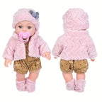 12 Inch Reborn Baby Doll with Pink Plush Outfit Hat Socks and Pacifier Realistic Newborn Soft Body Baby Doll Toy for Girls Toddlers Kids Birthday Christmas Holiday Gift