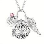 Lotus Flower Urn Necklace for Ashes – Angel Wings Hollow Locket Memorial Cremation Pendant for Women, Elegant Sympathy Jewelry Gift for Human & Pet Loss