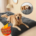 Extra Large Plush Dog Crate Pad Mattress - Thickened Ultra-Soft Polyester Dog Bed for Small Medium Large Dogs & Cats, Oversized Rectangular Kennel Mat with Reversible Pillow, Non-Slip Washable Pet Bed