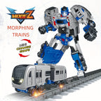 2-in-1 Transforming Robot Train Assembly Toy for Kids - Cartoon Figure Puzzle Building Set, DIY Transform Robot Vehicle Model, STEM Creative Toy for Boys Ages 4+, Birthday Christmas Gift
