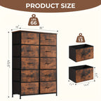 Drawer Cabinet with Metal Frame & Hardwood Top – Home Office Storage Organizer, 2 to 10 Drawers, Assembly Required – White, Grey, Black, Rustic Brown – Bedroom, Living Room & Office Filing Cabinet