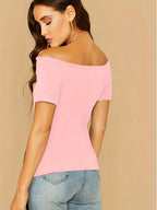 Black Off-The-Shoulder Form-Fitting Top for Women – Sexy Bodycon Crop Top, Elegant Going Out Shirt for Date Night & Party