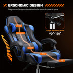 Ergonomic Gaming Chair with Footrest & Lumbar Support – Racing Style Esports Computer Chair, Fixed Armrests, Adjustable Recliner, Home Office Desk Chair for Adults