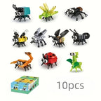 Insect Building Blocks Set 10 Pieces - Small Particle Animal Model Bricks with Bee Ladybug Firefly Dragonfly Spider Scorpion, STEM Educational Toy for Kids Boys and Girls, Birthday Christmas Gift
