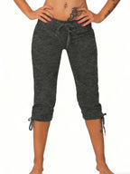 Women's Lightweight Cropped Trousers 4-Pack – Drawstring Waist Loose Fit Capri Pants, Casual Breathable Summer Bottoms for Women, Sizes S-XXL, Multiple Color Sets