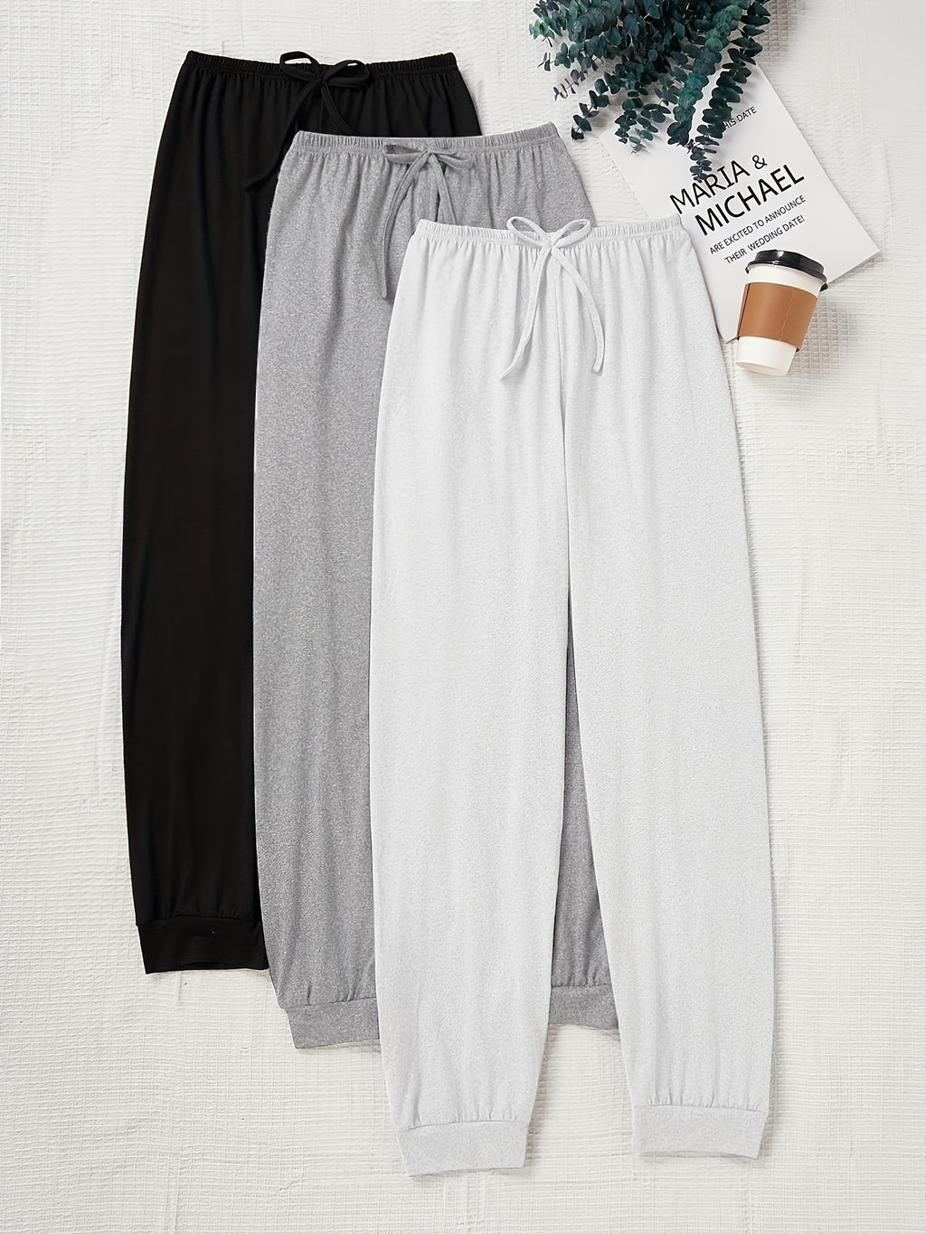 Women's Casual Drawstring Pants Loose Fit Elastic Waist Solid Color Home Lounge Pants Autumn Fall Comfortable Knit Polyester XS S M L XL XXL