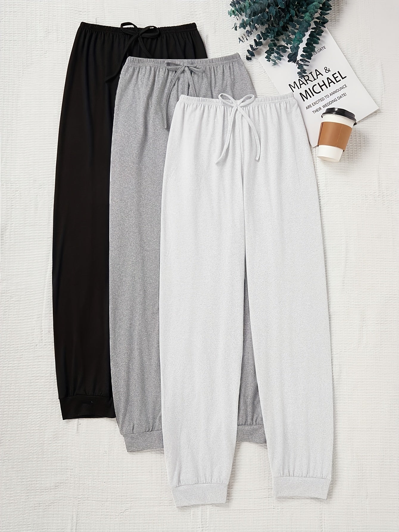 Women's Casual Drawstring Pants Loose Fit Elastic Waist Solid Color Home Lounge Pants Autumn Fall Comfortable Knit Polyester XS S M L XL XXL