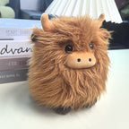 Cute Scottish Cow Plush Dog Toy – Round Fluffy Simulation Animal Bite Toy for Dogs & Cats, Soft Squeaky Companion Doll for Anxiety Relief, Chewing & Interactive Play for Puppies and Small Pets