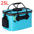 25L Foldable Fishing Bucket Collapsible EVA Live Fish Bait Container – Portable Multifunctional Outdoor Fish Keeper Bag for Carp & Freshwater Fishing, Gift for Men (Blue/Orange)