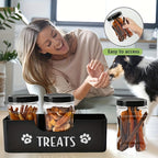 3-Piece Airtight Pet Treat Container Set – Farmhouse-Style Black Plastic Jars for Dog & Cat Food Storage, Durable Countertop Treat Organizer, No Electricity Required