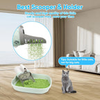Cat Litter Scoop with Stand & Spare Bag – Large Capacity Spill-Proof Scooper, Seamless Construction, Sturdy Base, Easy Clean Waste Disposal for Multi-Cat Homes & Travel, Grey White