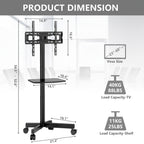 Rolling TV Stand Cart on Wheels for 23–60 Inch TVs – Height Adjustable, 88lb Capacity, VESA 400x400, Media Shelf, 360° Locking Wheels, No Wall Drilling, Mobile TV Mount