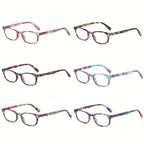 6-Pair Blue Light Blocking Reading Glasses for Women & Men - Oval Full-Frame PC Readers with Anti-Glare Lenses, +1.00 to +4.00 Strengths for Computer Office & Reading, Comfortable Spring Hinge