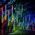 Solar Meteor Shower String Lights – 192 LED Outdoor Fairy Lights, Flower Theme, 8 Modes, Waterproof, for Garden, Patio, Tree, Christmas, Halloween & Independence Day Decorations