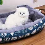 Ultra-Soft Pet Mattress & Couch Cushion – Cozy Warm Indoor Dog Cat Bed Mat in Blue Design, Easy-Clean Durable Fabric, 3 Sizes M/L/XL for Cats Dogs & Small Pets