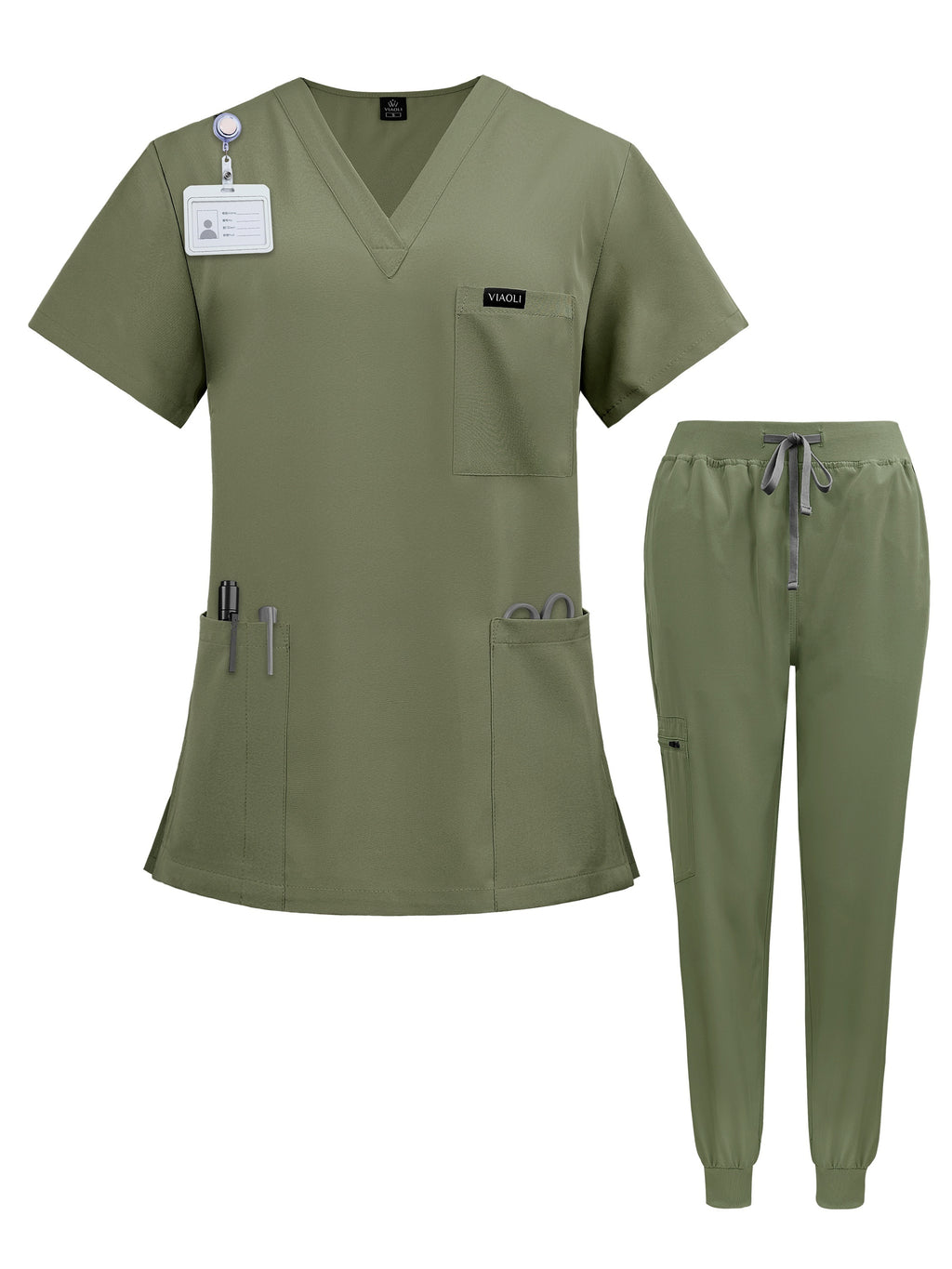 Unisex Medical Scrub Uniform Set for Nurses Doctors Veterinary Dental Staff - Professional Hospital Surgical Work Clothing with Comfortable Stretch Fabric - Available S to XXL in 7 Colors