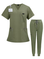 Unisex Medical Scrub Uniform Set for Nurses Doctors Veterinary Dental Staff - Professional Hospital Surgical Work Clothing with Comfortable Stretch Fabric - Available S to XXL in 7 Colors