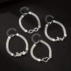 925 Silver Butterfly Infinity Anklet Set 4pcs – Stackable Foot Chain Bracelet for Women, Elegant Summer Jewelry, Mother's Day & Birthday Gift