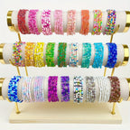 60-Pack Colorful Beaded Bracelets Bulk Set – Assorted Colors, Bohemian Stackable Stretch Bracelets for Women & Girls, Summer Beach Vacation Party Jewelry Accessories