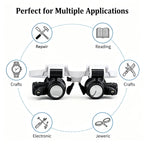 Head Mounted Magnifier 8X 15X 23X Hands-Free Dual Lens Magnifying Glasses with Adjustable Headband for Jewelry Making Electronics Repair Crafting Reading and Precision Work