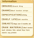 Dried Beef Tendon Dog Chews Natural High-Protein Jerky Treats & Chew Sticks for Training Rewards, All Breeds, 250g / 500g 2-Pack Options