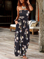 Strapless Bandeau Maxi Dress with Pockets for Women – Waist-Cinching Stretch Casual Summer Long Dress in Solid Colors S-XXL