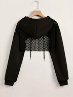 Women's Mesh Hoodie Solid Color American Street Style Sweet Spicy Fashion Jacket Top Black White XS S M L XL XXL