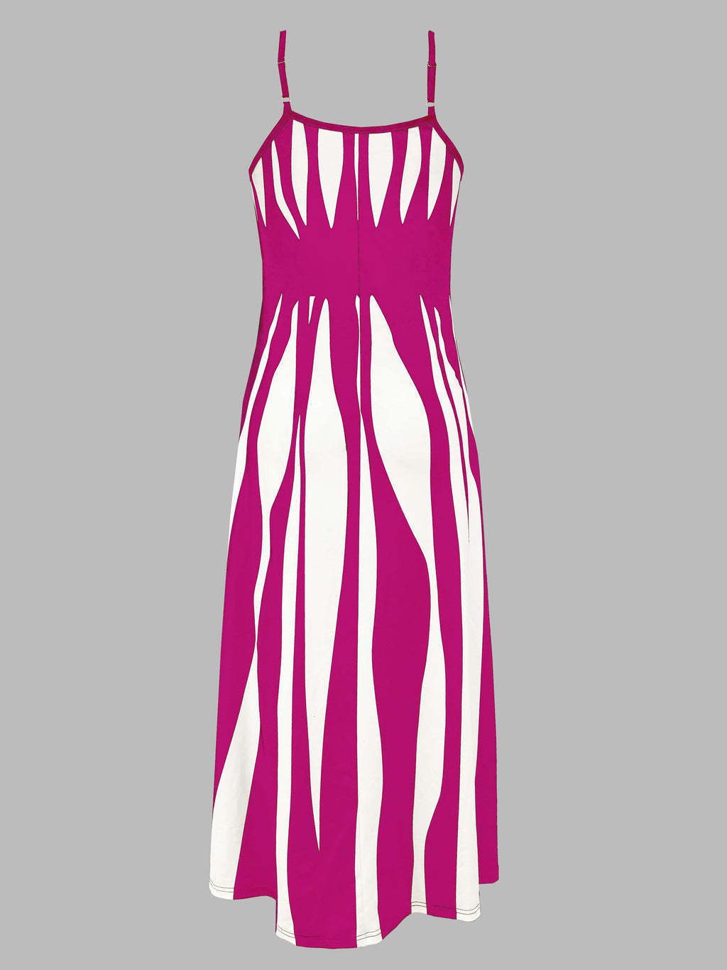Women's V-Neck Spaghetti Strap Printed Casual Dress – 100% Polyester Knit Stretch Midi Dress for Spring Summer Fall Winter All Seasons