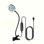 Diamond Painting Magnifier LED Clamp Lamp 10X Hands-Free 5V USB 3 Color Modes 10 Brightness Levels 18'' Flexible Gooseneck for Crafts Sewing Jewelry Making Embroidery Reading Hobby Desk Light