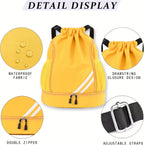 Lightweight Sports Drawstring Backpack for Men & Women | Gym Bag for Basketball Yoga Fitness | Spacious Polyester Shoulder Bag with Drawstring Closure & Inner Pouch | 6 Colors