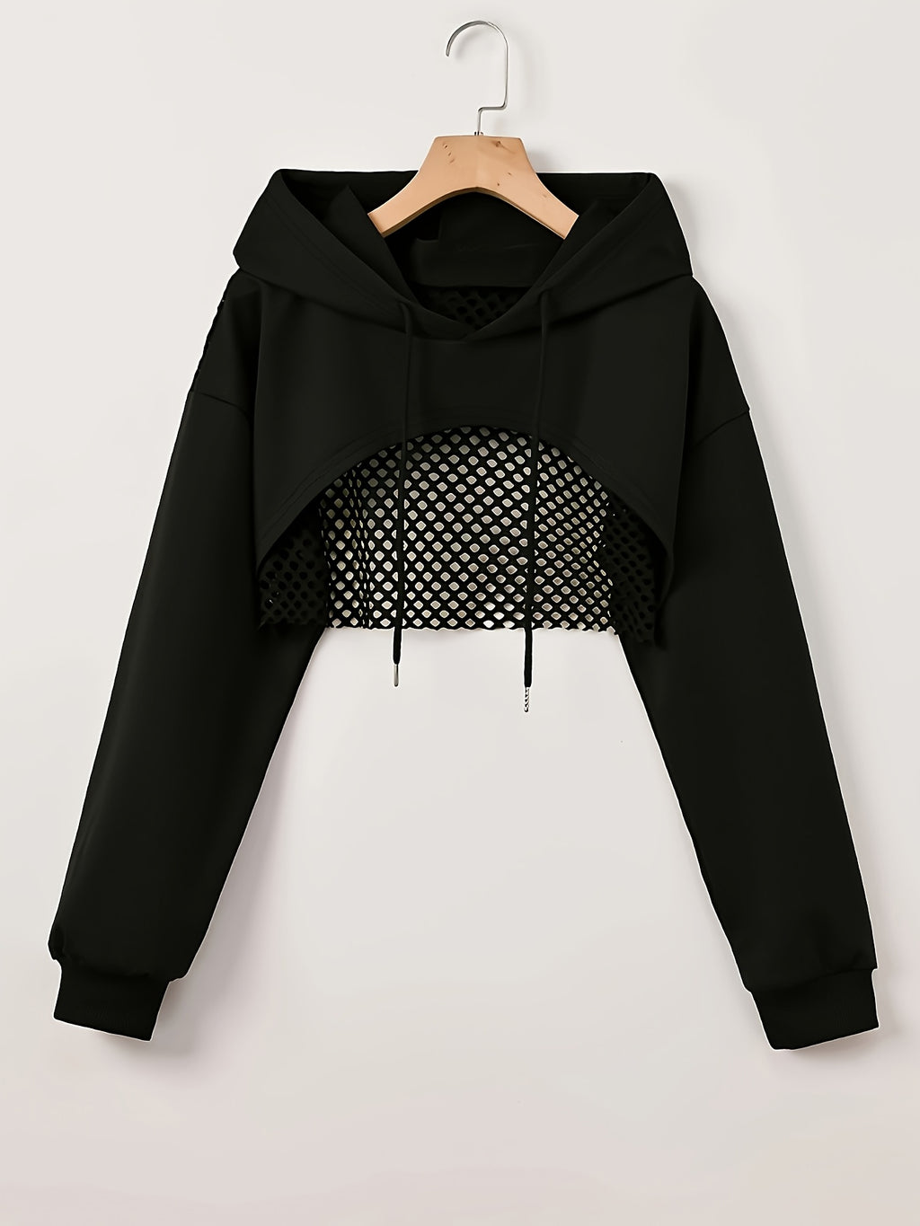 Women's Mesh Hoodie Solid Color American Street Style Sweet Spicy Fashion Jacket Top Black White XS S M L XL XXL