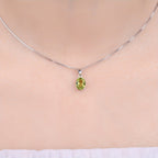 925 Sterling Silver Natural Gemstone Oval Cut Pendant Necklace for Women – Amethyst Citrine Garnet Peridot Topaz Multi-Faceted Fine Jewelry, Elegant Dating Daily Gift for Girls