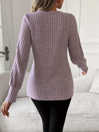 Lace Trim Long Sleeve T-Shirt Women Round Neck Elegant Casual Tops Soft Lightweight Blouse Pink Grey Blue S-XXL US Warehouse