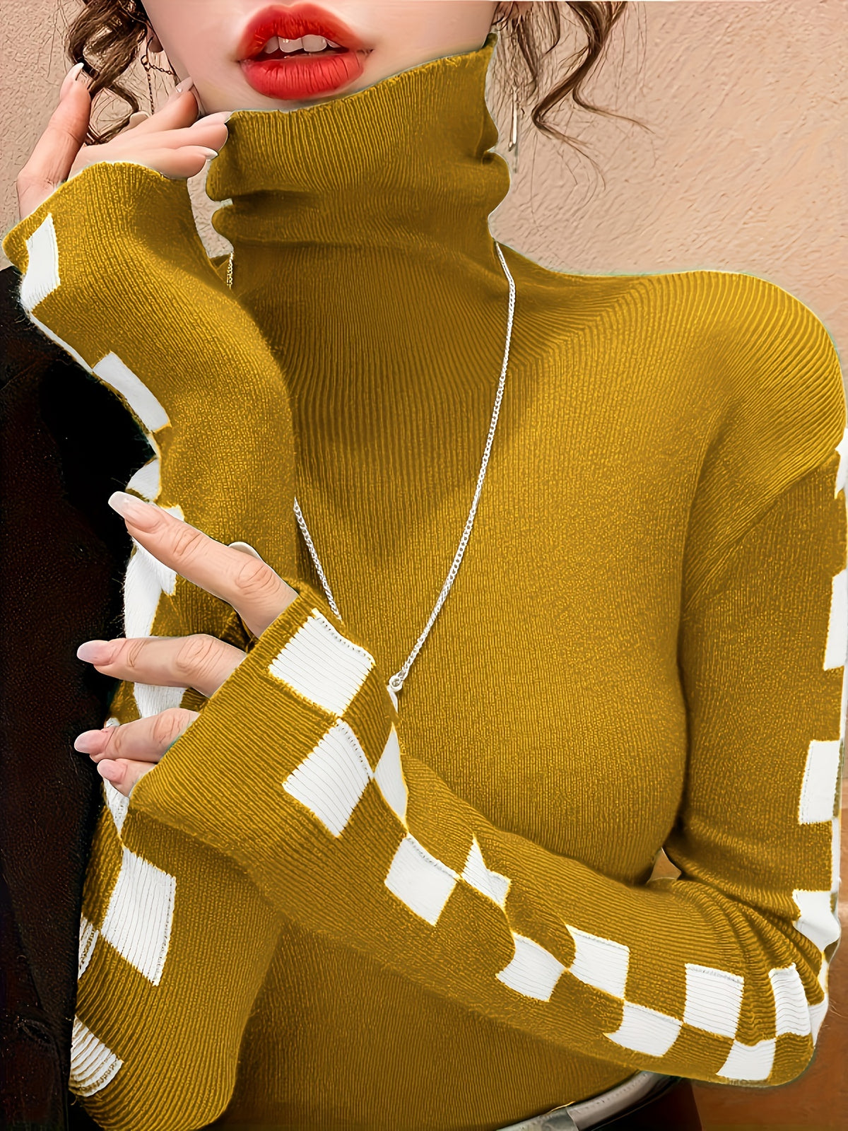 Women's High-Neck Slim-Fit Sweater – Turtleneck Base Layer Pullover Top for Fall, Winter & Everyday Layering