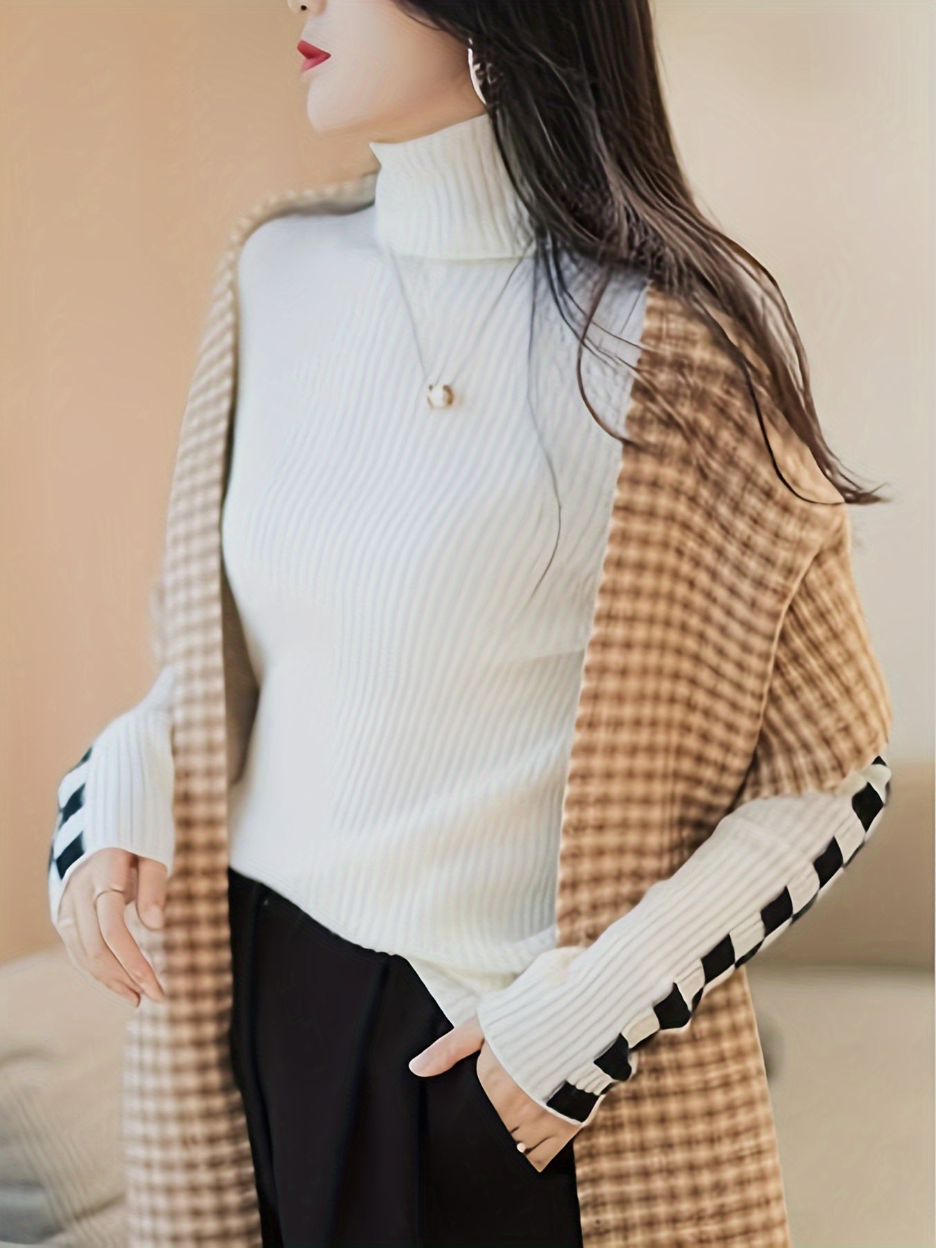 Women's High-Neck Slim-Fit Sweater – Turtleneck Base Layer Pullover Top for Fall, Winter & Everyday Layering