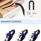 Cordless Handheld Vacuum Cleaner 5000Pa Strong Suction USB Rechargeable Portable Wireless Vacuum for Car Interior, Home, Office & Pet Hair – 40dB Low Noise, 2000mAh Battery, One-Click Dust Empty