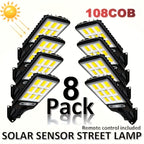 Solar Security Wall Light 108COB LED Motion Sensor with Remote Control – 3 Working Modes, Outdoor Waterproof Spotlight for Garden Patio Porch Garage Door – 2/4/6/8 Pack, Holiday Gift