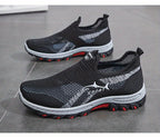 Men's Breathable Mesh Slip-On Sneakers – Lightweight Low-Top Casual Athletic Shoes with Rubber Sole, Round Toe, Monochrome Fabric Upper, Easy Wear Loafer-Style Footwear for Walking, Gym & Everyday Comfort, Spring & Summer