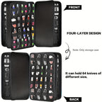 Knife Display Case 88 Slots Large Capacity Pocket Knife Storage Organizer for 66+ Folding Knives, Hard EVA Shell with Elastic Bands, 4 Slot Sizes, Smooth Zipper, Portable Carry Handle – EDC Knife Collector Case