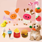 15-Piece Cartoon Plush Squeaky Dog Toy Set – Cute Random Style BB Squeaker Chew Toys for Small Dogs, No Battery Needed, Durable Soft Plush Toys for Teeth Cleaning & Play, Variety Gift Pack
