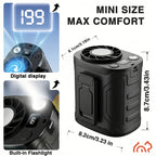 Portable Neck & Waist Fan 18000RPM Brushless Motor – 199-Speed Adjustment, 5000mAh Battery, LED Power Display, Hands-Free Wearable Cooling Fan for Outdoor Work, Camping, Fishing, Hiking & Travel