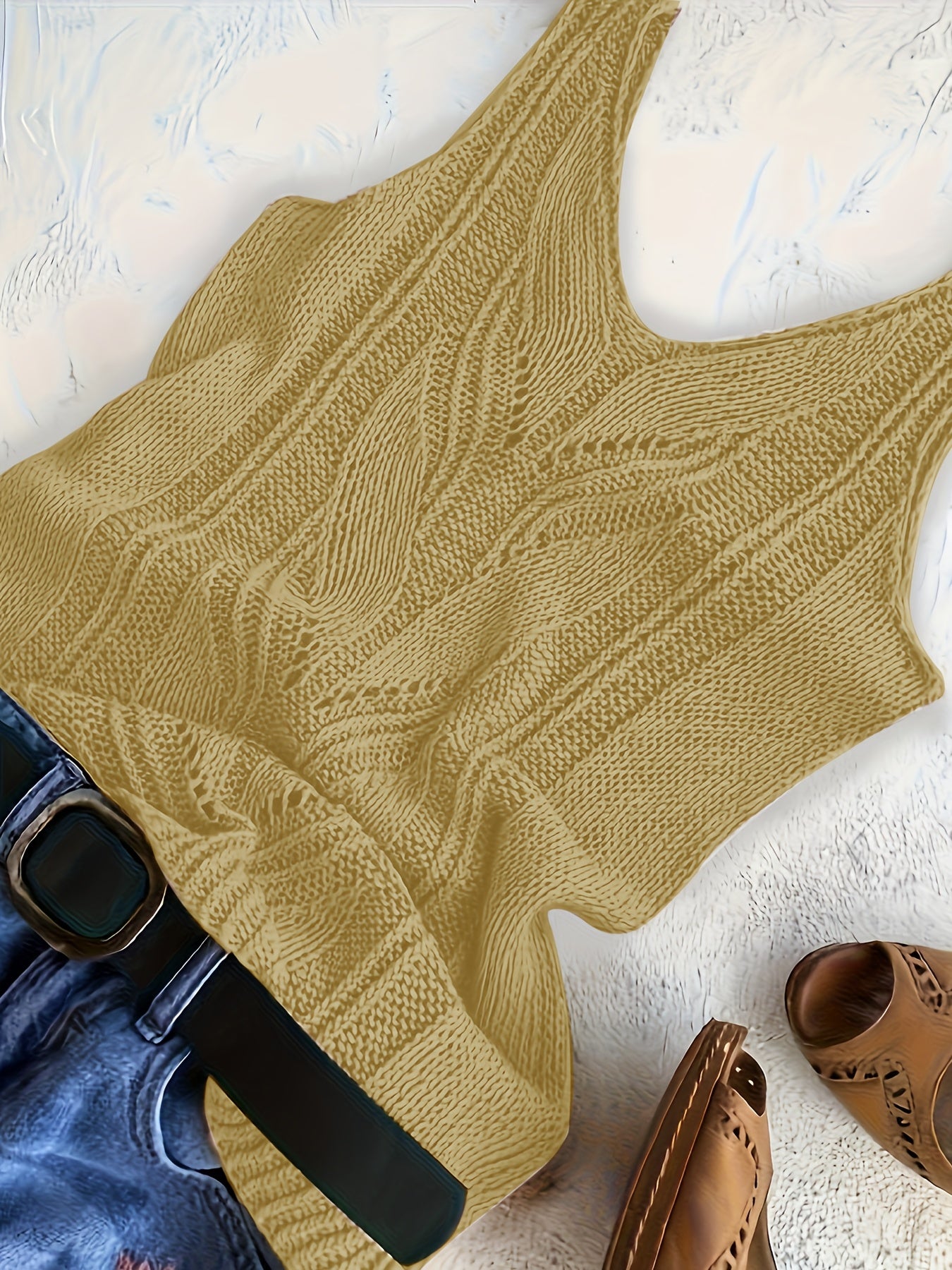 Women's V-Neck Knitted Tank Top – Elegant Sleeveless Solid Color 100% Acrylic Knit Vest for Summer, Available in 15 Colors