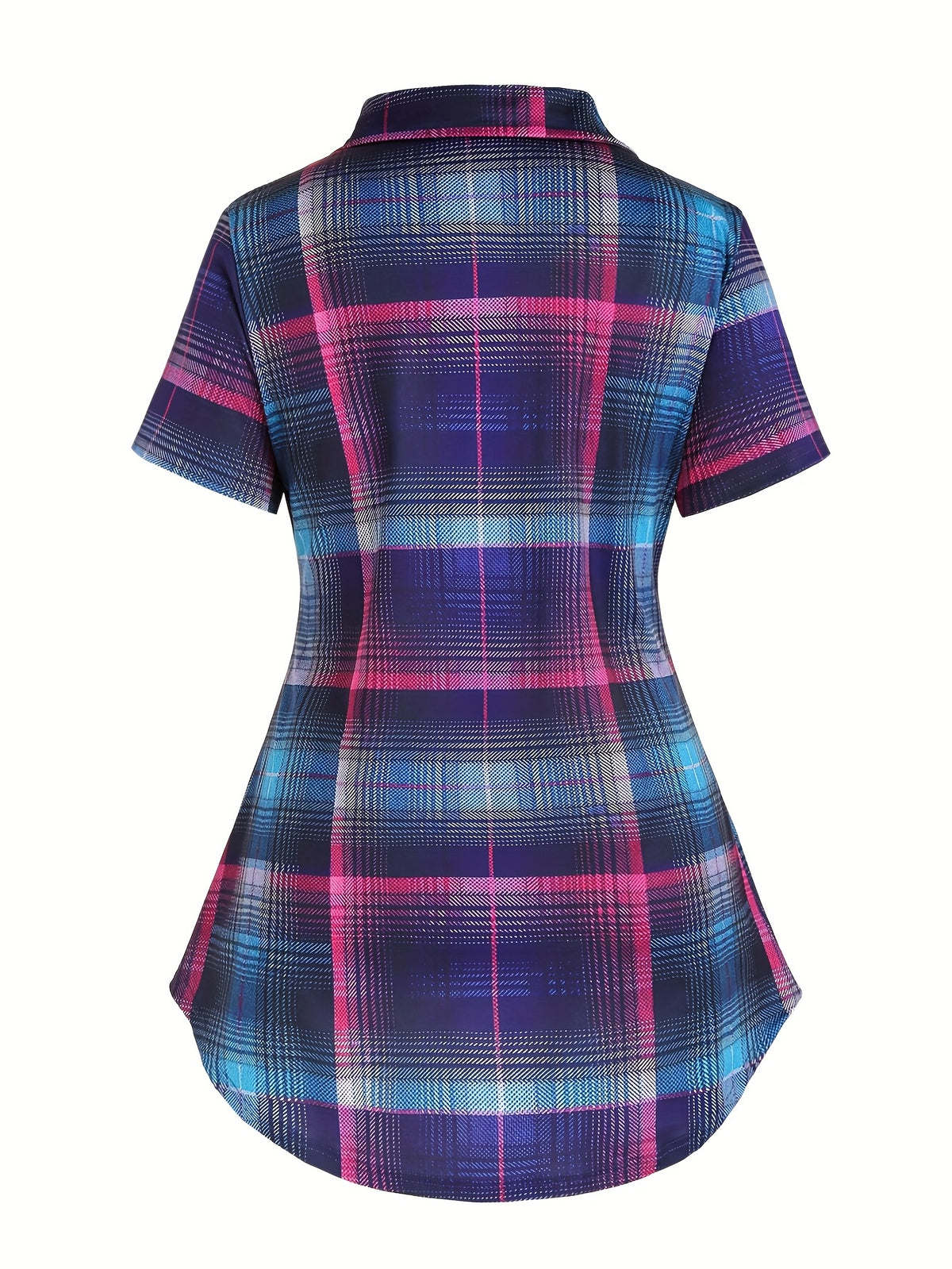 Women's Two-Piece Set Plaid Button Front Shirt & Solid Cami Top – Casual Summer Matching Outfit Set for Women S M L XL XXL Purple Milky Green