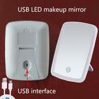 LED Makeup Mirror with Touch Sensor – 3 Lighting Modes (White, Daylight, Warm), Adjustable Brightness, Portable Folding Vanity Mirror, USB Charging, Compact Travel & Desktop Cosmetic Mirror
