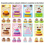 Birthday Cake Stickers for Kids 24 Sheets – DIY Make Your Own Cake Decoration Sticker Set with Fruit, Candy & Candles, Happy Birthday Party Favors, Classroom Teacher Reward Stickers, Fun Gift for Boys Girls