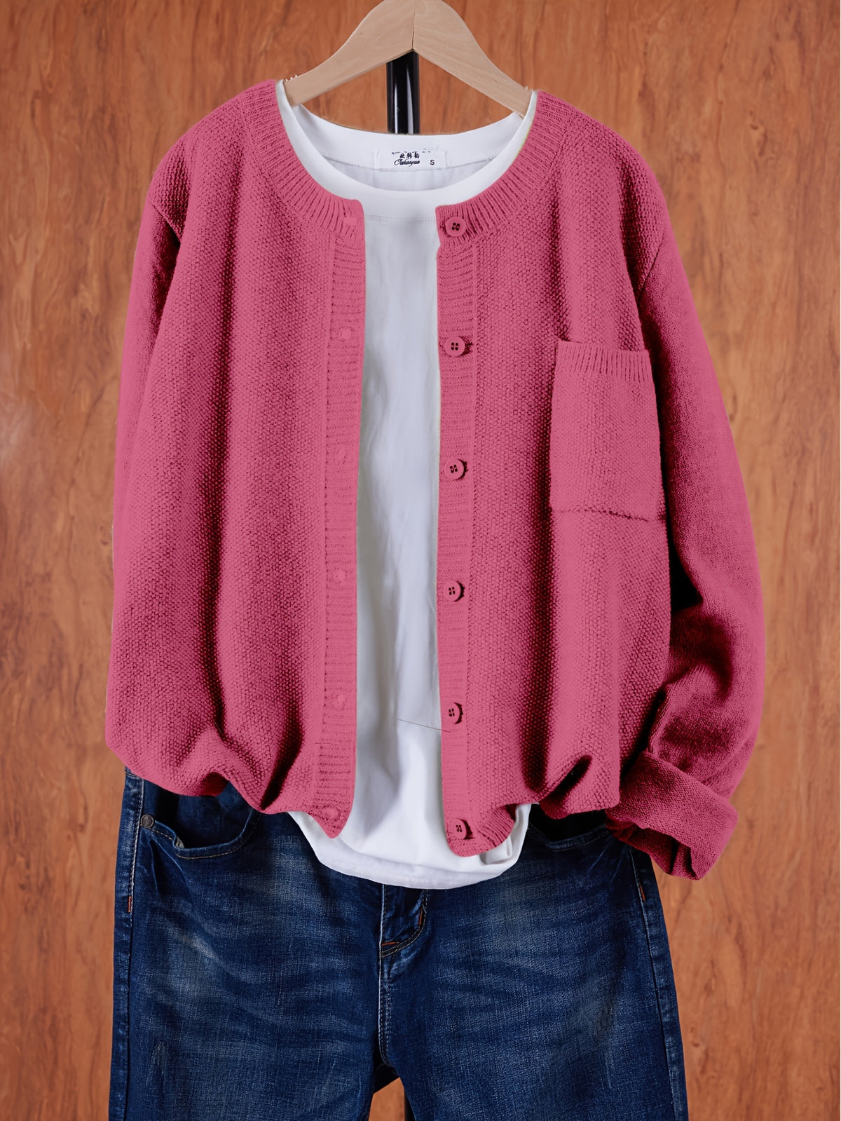 Women's Button-Front Pocket Cardigan Sweater – Casual Cozy Knit Open Layer for Autumn & Winter in 13 Colors