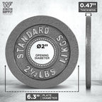 Cast Iron Weight Plates 2-Inch Solid Baked Enamel Finish for Strength Training Weightlifting Bodybuilding Powerlifting Home Gym Barbell 2.5 5 10 25 35 45 100LB