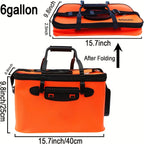 25L Foldable Fishing Bucket Collapsible EVA Live Fish Bait Container – Portable Multifunctional Outdoor Fish Keeper Bag for Carp & Freshwater Fishing, Gift for Men (Blue/Orange)