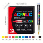 Acrylic Paint Markers Brush Tip Waterproof Quick-Drying Paint Pens for Rock Painting Wood Canvas Glass Ceramic Metal 12 to 168 Colors Art Craft Supplies Gift